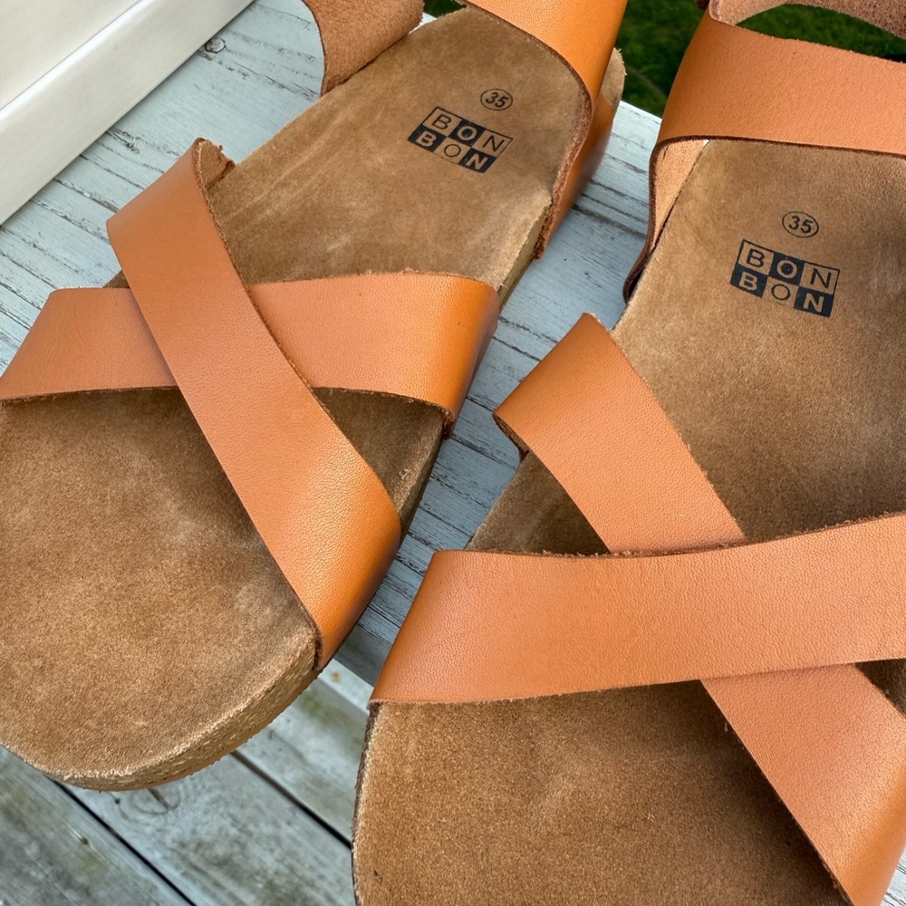 BONTON 🇫🇷 Kids Tan Leather Sandals